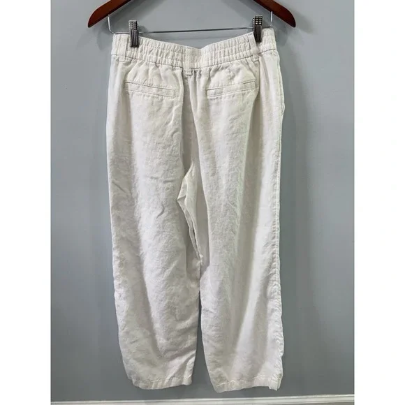 Lands End 100% Linen Pants 6 Petite White Lightweight Summer Casual Pockets EUC - Picture 3 of 10